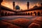 A serene and picturesque view of a masjid courtyard
