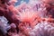 Serene Pink coral reef ocean nature closeup. Generate Ai