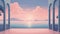 Serene Post-impressionist Sunset Mid-century Illustration With Modern Minimalism