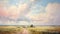 Serene Prairie: A Captivating Painting Of A Tranquil Dirt Road