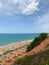 Serene, pristine beach stretches along the horizon in Portugal