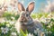 Serene Rabbit Amidst Spring Daisy Field