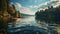 Serene reflections: Lake. Created with Generative AI