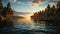 Serene reflections: Lake. Created with Generative AI