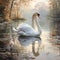 Serene River Scene with Graceful Swan