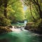 Serene River, Waterfall, and Lush Forest - Celebrating World Water Day and Preserving Our Planet& x27;s Water Resources