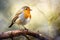 Serene Robin Perched Amidst Forest Splendor: Capturing Nature's Essence Generative AI