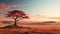 Serene And Romantic Red Tree In The African Desert