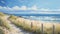 Serene Seascapes: A Realistic Landscape Painting Of A Fence On The Beach