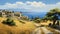 Serene Seascapes: A Realistic Oil Painting Of A Greek Island Farming Village