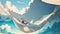 Serene Seashell Haven in a Whimsical Vector Art Hammock.AI Generated