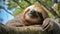 Serene Sloth: A Close-Up Portrait of a Sleepy Brown-Furred Beauty