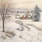 a serene snow covered landscape with trees houses 1