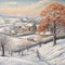 a serene snow covered landscape with trees houses 2