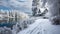 Serene Snowscape with a Cozy House Frozen Lake