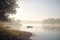 Serene Solitude: A Lone Rowboat on a Misty Morning Lake