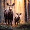 Serene Spring: Generative AI Image of Moose Family Amidst Canadian Wilderness