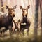 Serene Spring: Generative AI Image of Moose Family Amidst Canadian Wilderness
