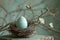 Serene spring nest with egg and blossoms