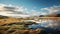 Serene Springtime Lake In Iceland: A Delicately Rendered Landscape Image