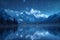 Serene Starlit Peaks and Reflective Lake. Concept Landscape Photography, Night Sky, Mountain Vista,