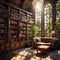 The Serene Study: Tranquil Library Setting