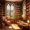 The Serene Study: Tranquil Library Setting