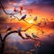 Serene Sunrise with Colorful Birds in a Fantastical Orchestra