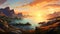 Serene Sunrise: Hyperrealistic Mountain Landscape In Lofoten