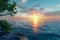 Serene Sunrise Over Ocean with Beautiful Sky and Reflection from Cliffside Viewpoint Peaceful Morning Seascape