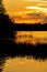 Serene Sunset On Bass Lake In Ontario`s Kawarthas