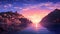 Serene Sunset In A Charming Town: Anime Art With 8k Resolution