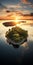 Serene Sunset Island With Trees: A Dimitry Roulland Inspired Vray Tracing Masterpiece