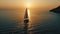 Serene sunset sailboat journey on calm sea waters