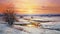 Serene Sunset In Snow: A Realistic Landscape Painting By Dmitry Vishnevsky