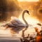 Serene Swan Gliding Across a Glistening Lake at Sunset