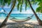 Serene Tropical Beach Paradise with Hammock between Palms