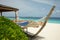 Serene tropical island scene with hammock