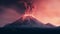 Serene And Vibrant Sunset Volcano: A Detailed Atmospheric Portrait