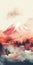 Serene Volcano: Abstract Watercolor Art In 8k Uhd Resolution