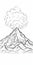 Serene Volcano Coloring Page: Minimalist 2d Black Outlines For Adults