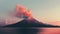 Serene Volcano: A Stunning Nature-inspired Imagery In Atmospheric Color Washes