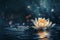 Serene water lily on a mystical moonlit pond