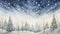Serene Watercolor Christmas Eve: Stars Twinkling Over a Frosty Enchanted Forest AI Generated