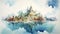 Serene Watercolor Fantasy Illustration Atoll Of Russia