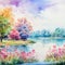 Serene Watercolor Landscape Painting