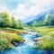 Serene Watercolor Landscape Painting