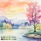 Serene Watercolor Landscape Painting