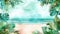 A Serene Watercolor Painting of Palm Trees Swaying in the Breeze by the Seaside