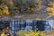 Serene waterfall cascading down a rocky cliffside in the Letchworth State Park in Upstate New York